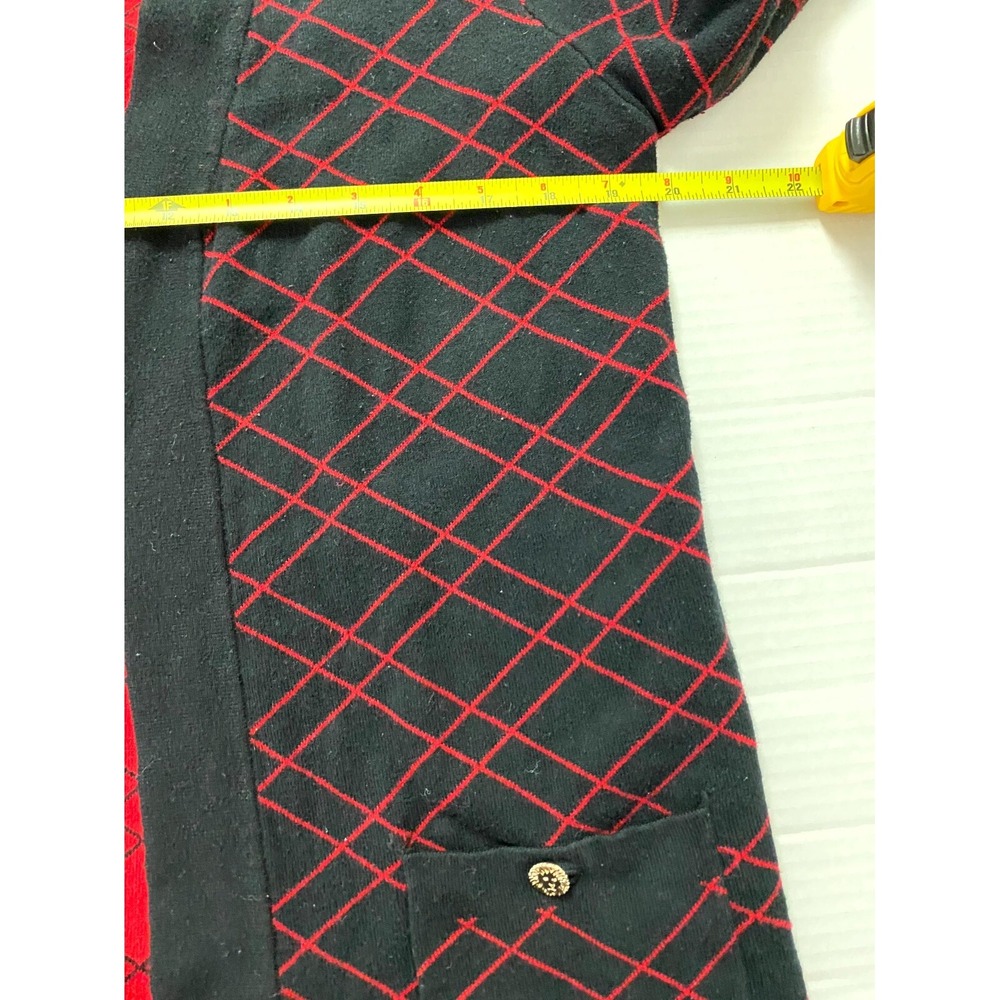Anne Klein Women's Black Red Cardigan Open Front Printed Sweater Casual Medium - Picture 8 of 8
